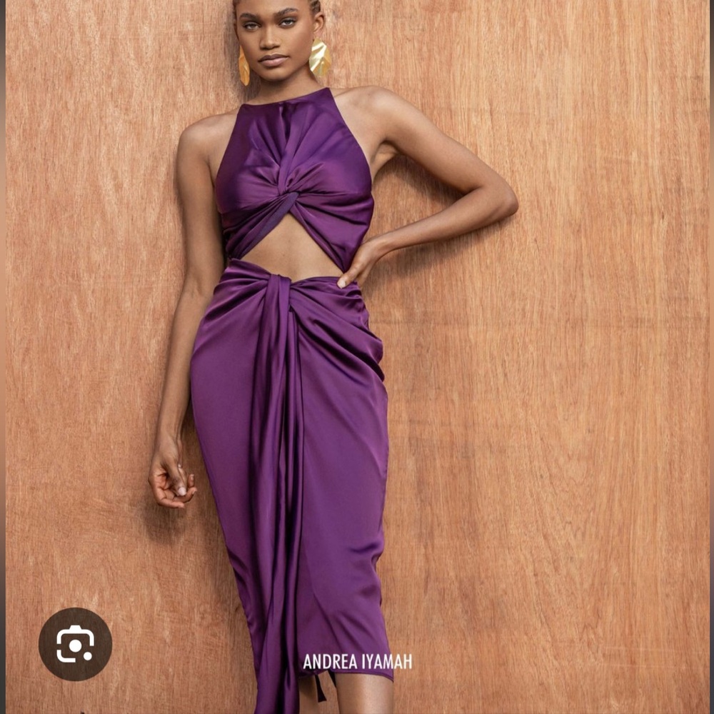 Andrea iyamah Reni midi dress plum purple small new with tags